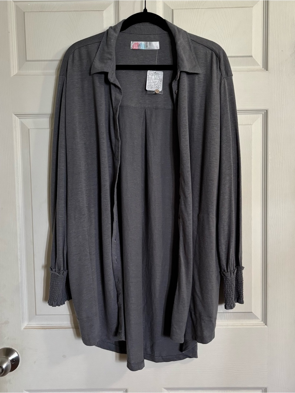 Free People Beach XS Promenade Mini Shirt Dress Tunic Button Front Linen Blend - Picture 2 of 10